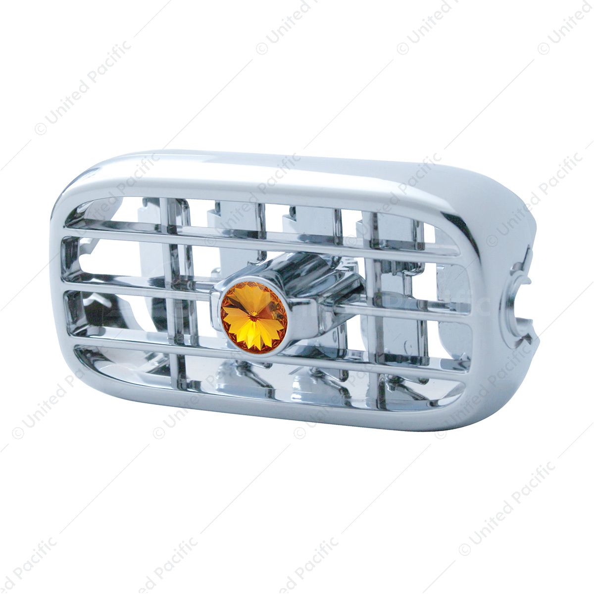 Chrome Plastic A/C Vent With Color Crystal For Peterbilt (2006+) - Amber Crystal