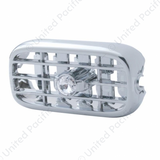 Chrome Plastic A/C Vent With Color Crystal For Peterbilt (2006+) - Clear Crystal
