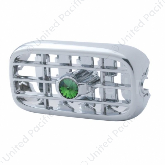Chrome Plastic A/C Vent With Color Crystal For Peterbilt (2006+) - Green Crystal