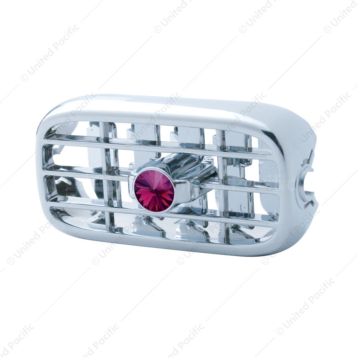 Chrome Plastic A/C Vent With Color Crystal For Peterbilt (2006+) - Purple Crystal