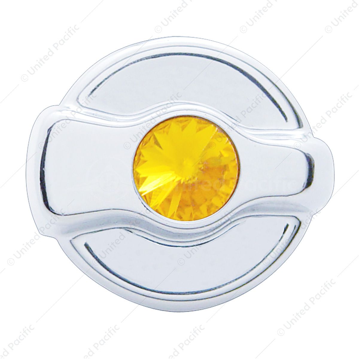 Chrome Plastic A/C Control Knob For 2005 & Older Peterbilt - Amber Crystal