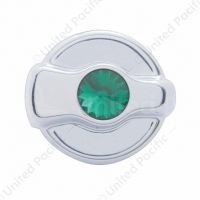 Chrome Plastic A/C Control Knob For 2005 & Older Peterbilt- Green Crystal
