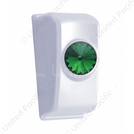 Chrome Rocker Switch Plug With Green Crystal For 2006+ Kenworth (Card Of 2)