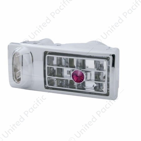 Chrome Plastic A/C Vent With Color Crystal For 2002-2005 Kenworth - Purple Crystal - Driver