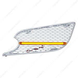 Chrome Air Intake Grille With LED GloLight For 2012-2021 Peterbilt 579 (Driver) - Amber LED/Amber Le