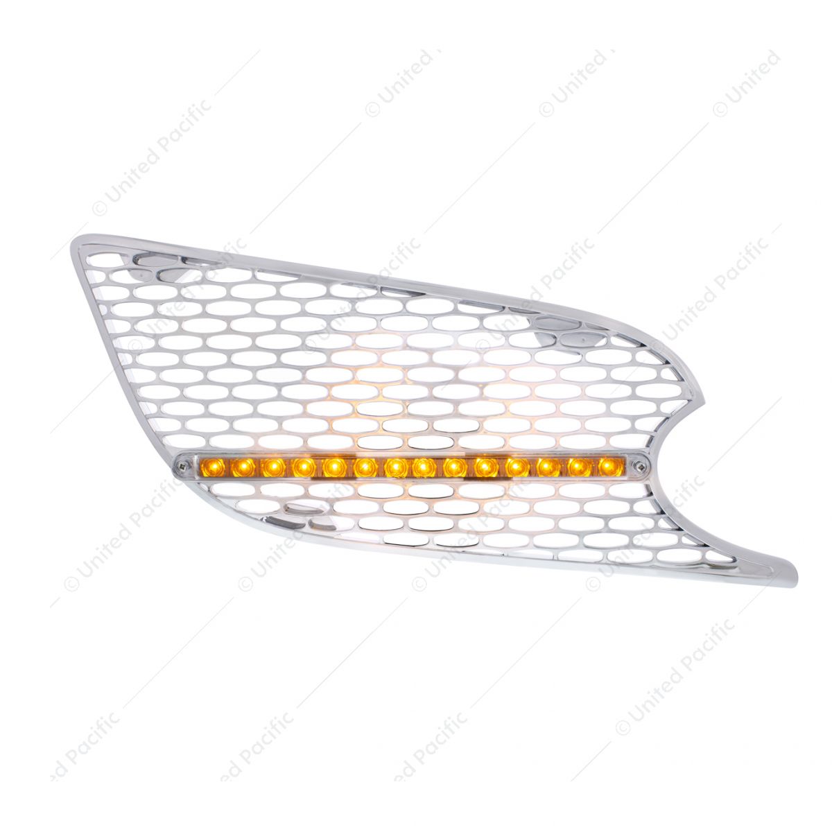 Chrome Air Intake Grille With LED Light For 2012-2021 Peterbilt 579 (Passenger) - Amber LED/Clear Le