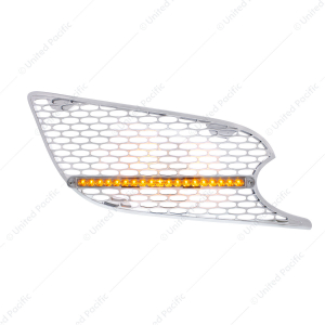 Chrome Air Intake Grille With Reflector LED Light For 2012-2021 Peterbilt 579