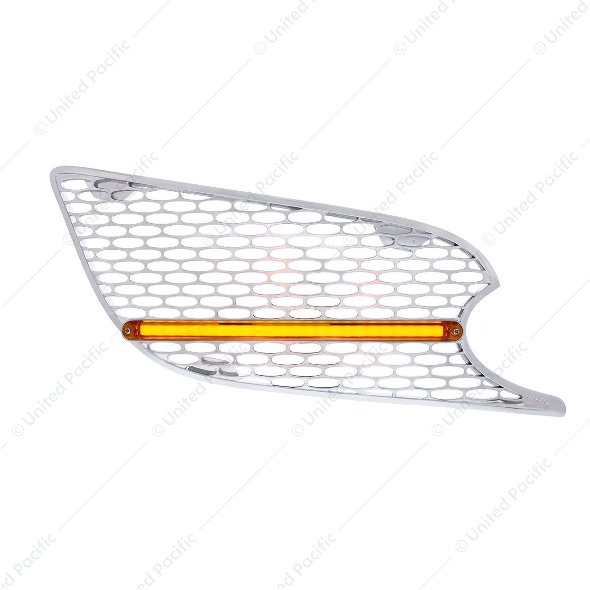 Chrome Air Intake Grille With LED GloLight For 2012-2021 Peterbilt 579 (Passenger) - Amber LED/Amber