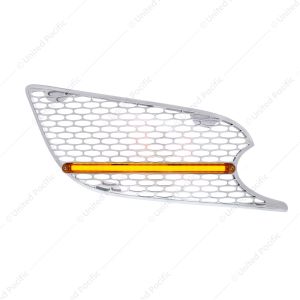 Chrome Air Intake Grille With LED GloLight For 2012-2021 Peterbilt 579 (Passenger) - Amber LED/Amber