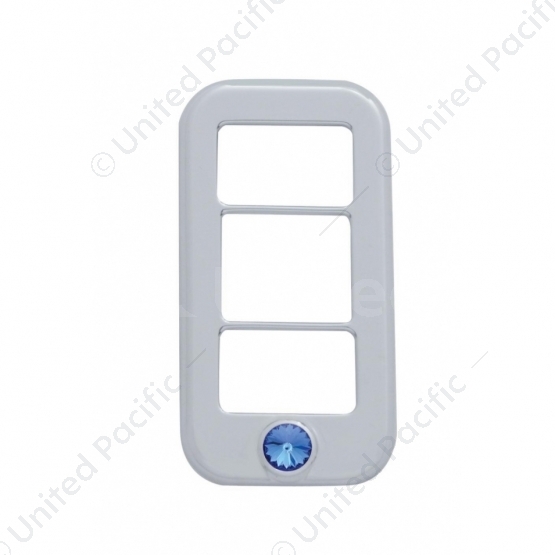 Rocker Switch Cover With 3 Openings & Blue Crystal For Freightliner (3-Pack)
