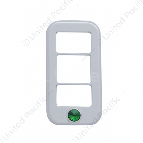 Rocker Switch Cover With 3 Openings & Green Crystal For Freightliner (3-Pack)