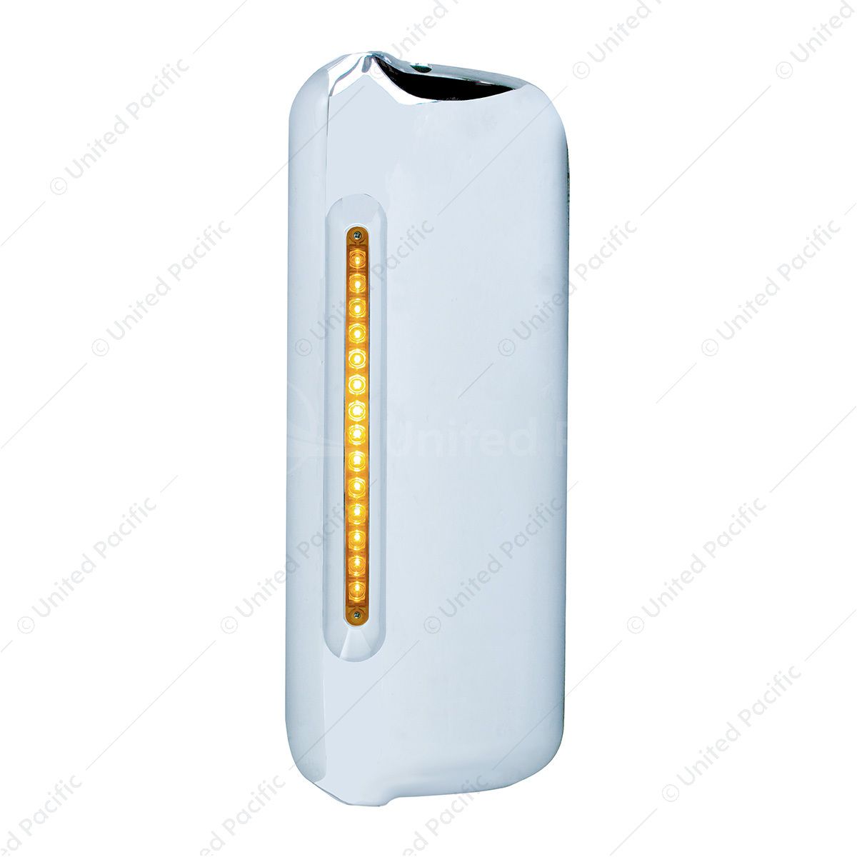 Mirror Cover With 14 LED 12" Light Bar For 2005+ Freightliner  (Driver) - Amber LED/Amber Lens