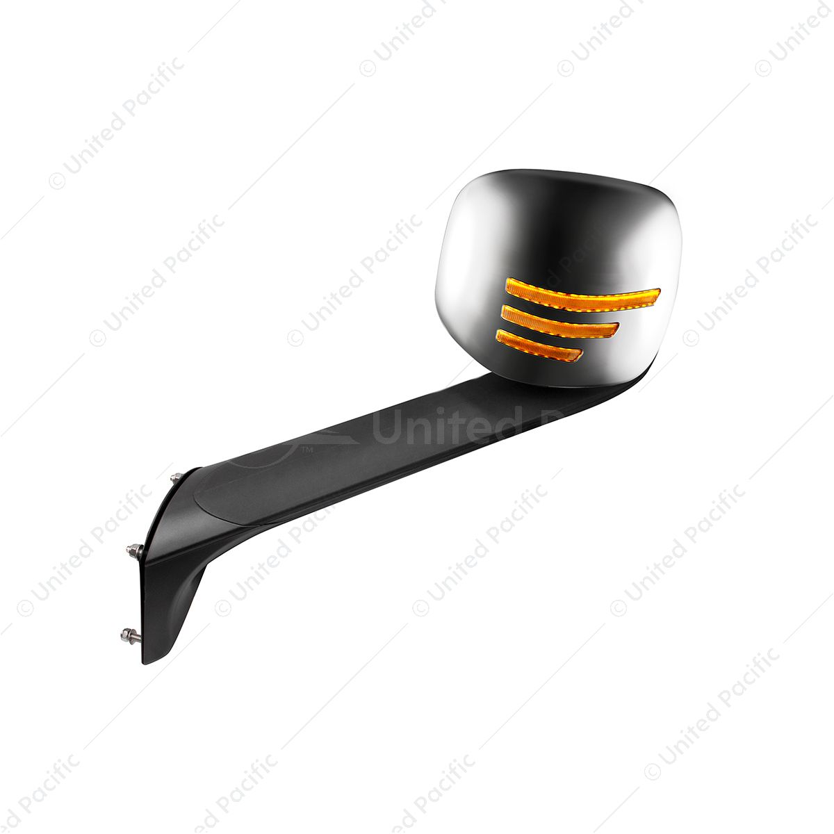 Chrome Hood Mirror Assembly W/ Sequential LED Lights For 2018-2026 Freightliner Cascadia - Driver/He