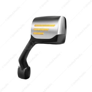 Chrome Hood Mirror Assembly W/ Sequential LED Turn Signal For 2013-2021 Kenworth T680 & Peterbilt 57