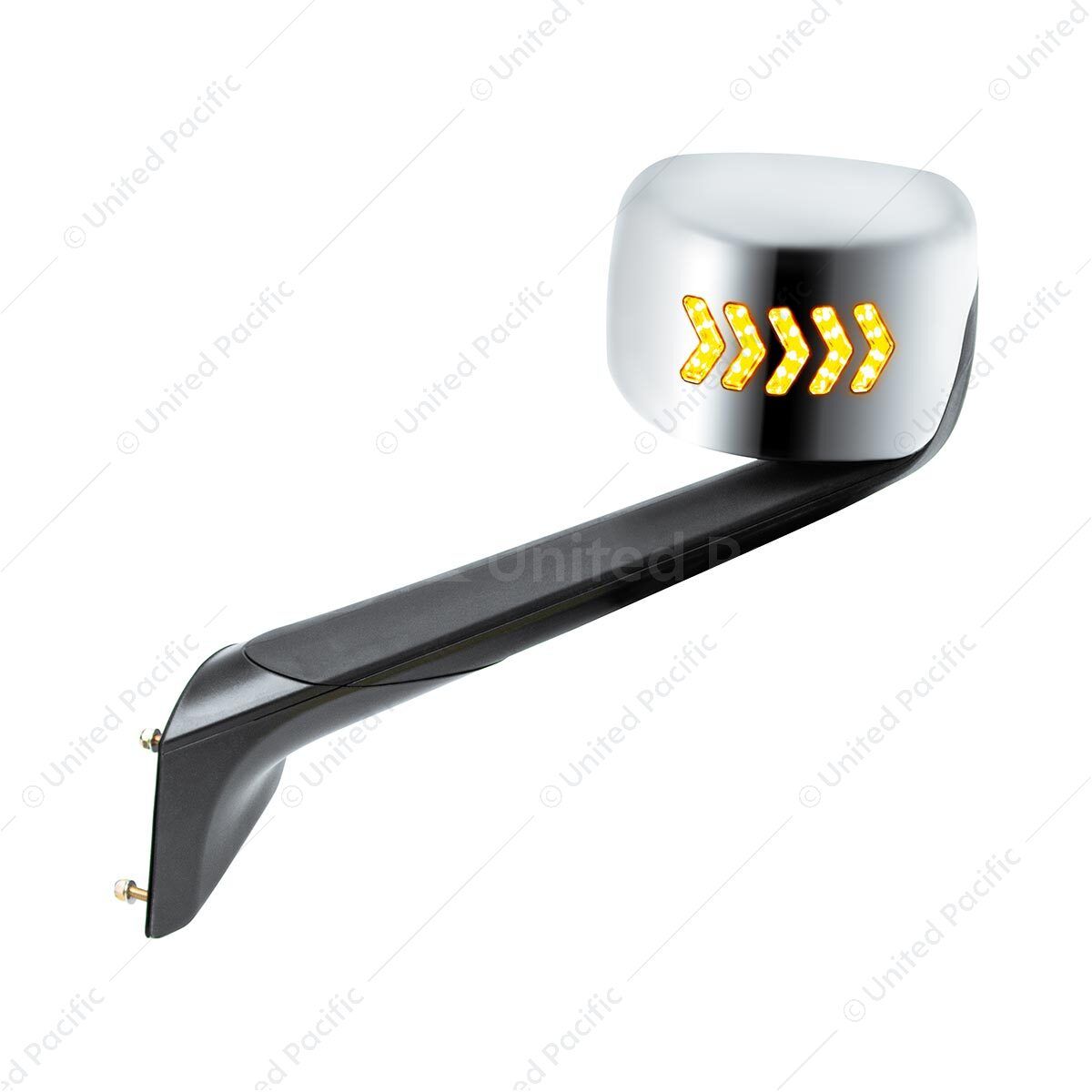 Hood Mirror Assembly W/LED Lights On Mirror Cover & Glass For 2018-2026 Cascadia - Heated/Driver