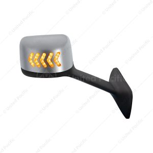 Chrome Plastic Hood Mirror Assembly With Sequential LED Turn Signals For 2018-2024 International LT-