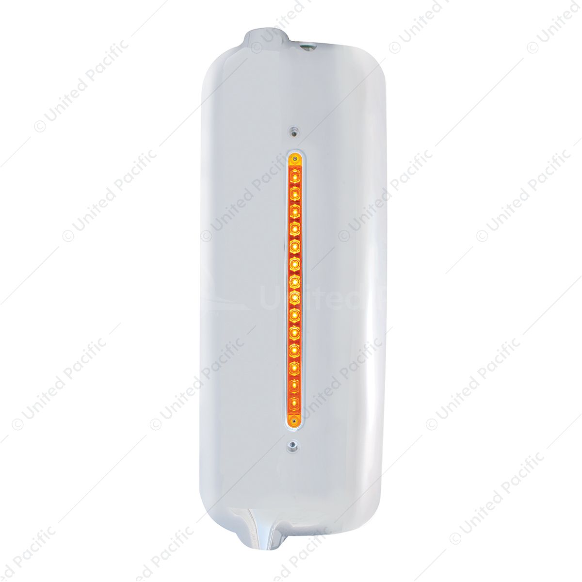 Mirror Cover With 14 LED 12" Light Bar For 2005 & Older Freightliner (Driver) - Amber LED/Amber Lens