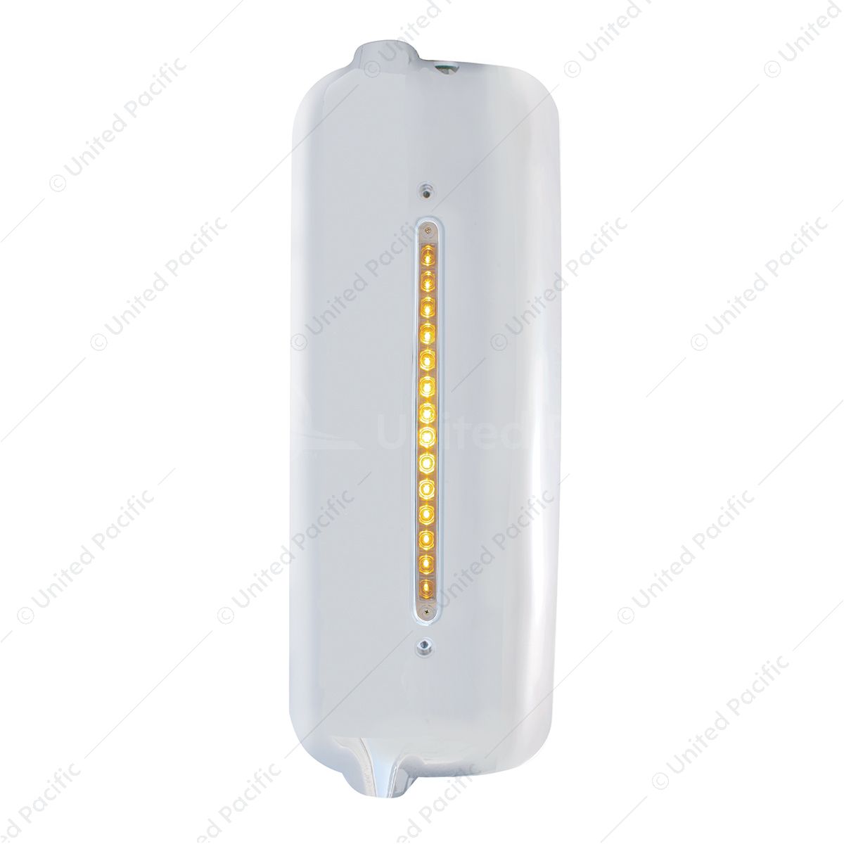 Mirror Cover With 14 LED 12" Light Bar For 2005 & Older Freightliner (Driver) - Amber LED/Clear Lens