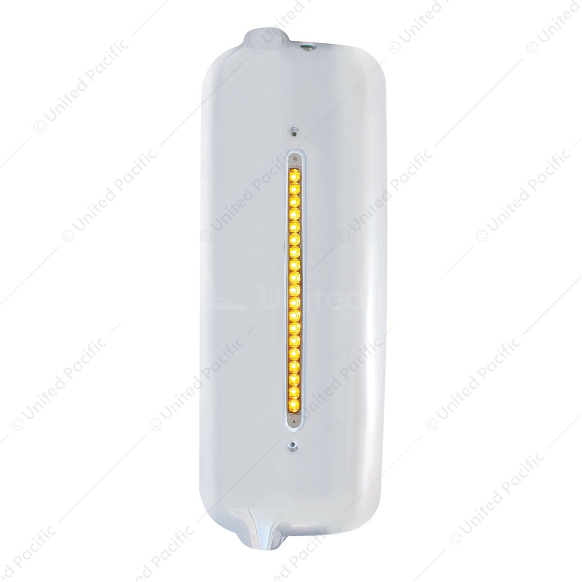 Mirror Cover With 19 Amber LED 12" Reflector Light Bar For Pre-2005 FL Century- Driver -Clear Lens