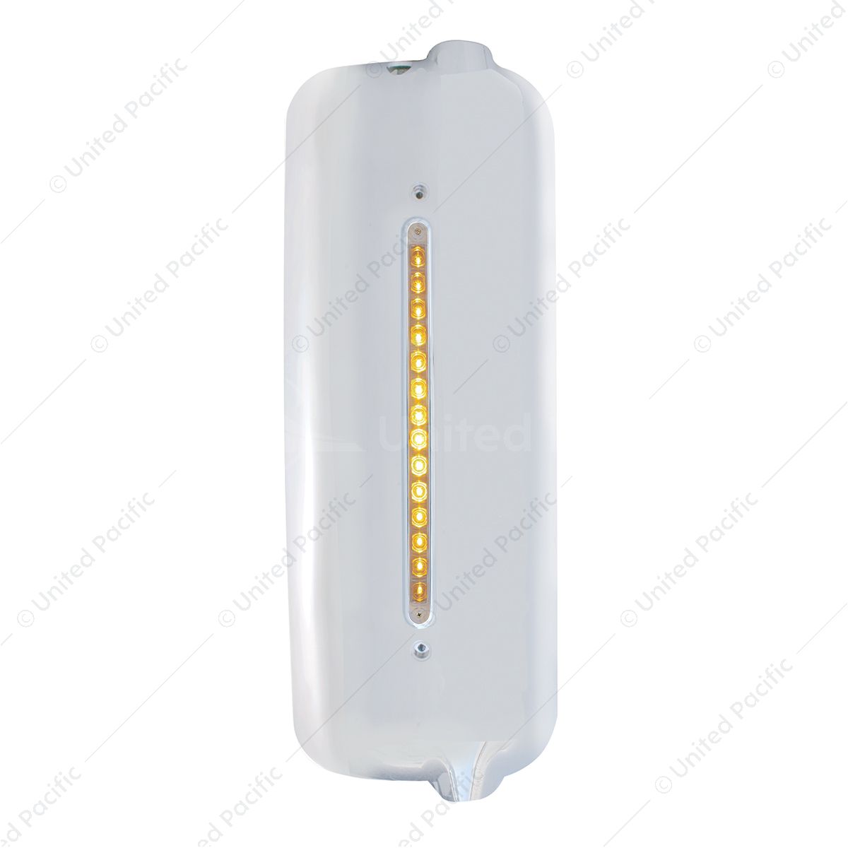 Mirror Cover With 14 LED 12" Light Bar For 2005 & Older Freightliner (Passenger) - Amber LED/Clear L