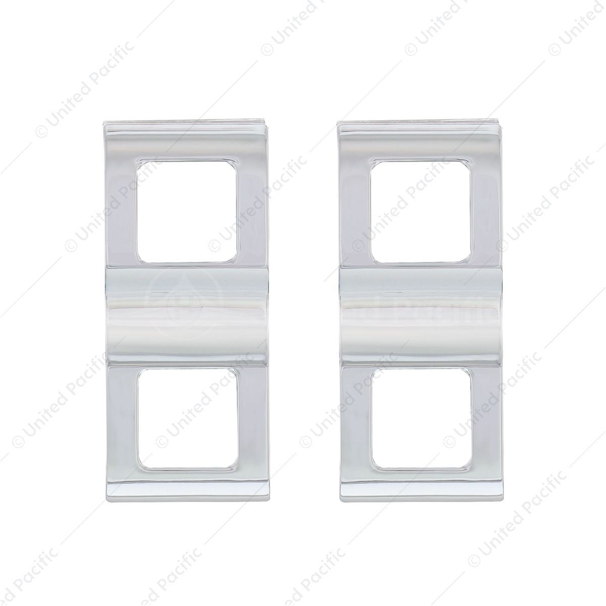 Chrome Plastic Switch Covers - 2 Openings (Card of 2)