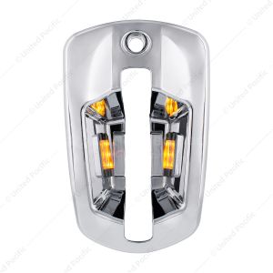 6 LED Chrome Door Handle Cover For 2018-2025 Freightliner Cascadia - Driver, Amber LED
