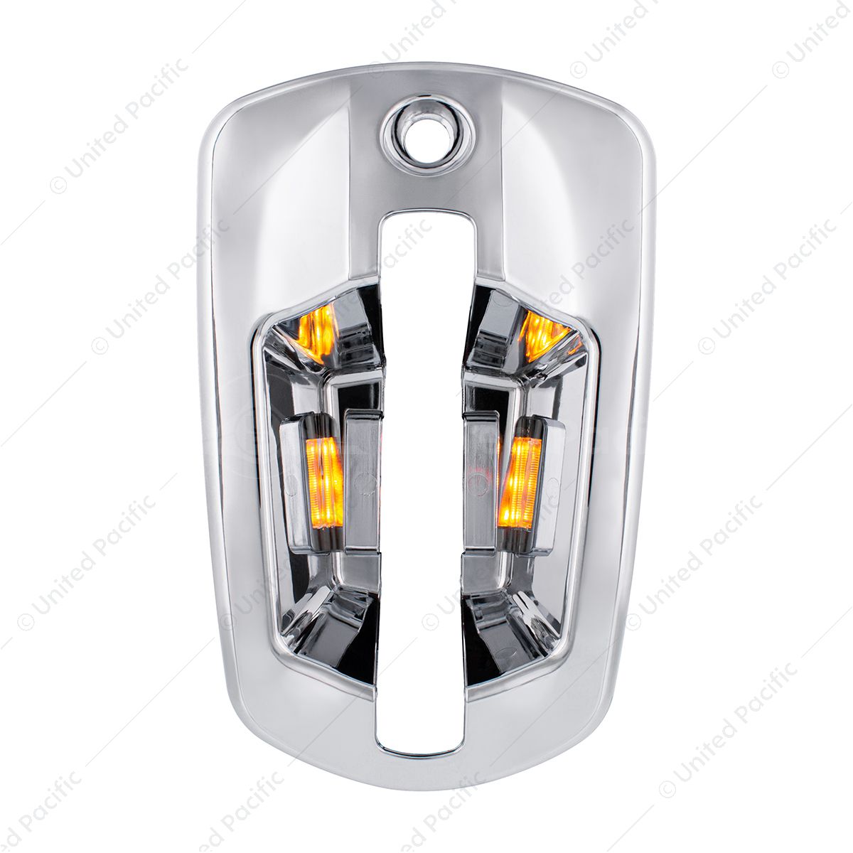 6 LED Chrome Door Handle Cover For 2018-2026 Freightliner Cascadia - Passenger, Amber LED