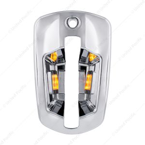 6 LED Chrome Door Handle Cover For 2018-2025 Freightliner Cascadia - Passenger, Amber LED