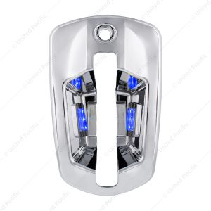 6 LED Chrome Door Handle Cover For 2018-2025 Freightliner Cascadia - Driver, Blue LED