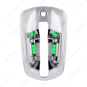 6 LED Chrome Door Handle Cover For 2018-2025 Freightliner Cascadia - Driver, Green LED