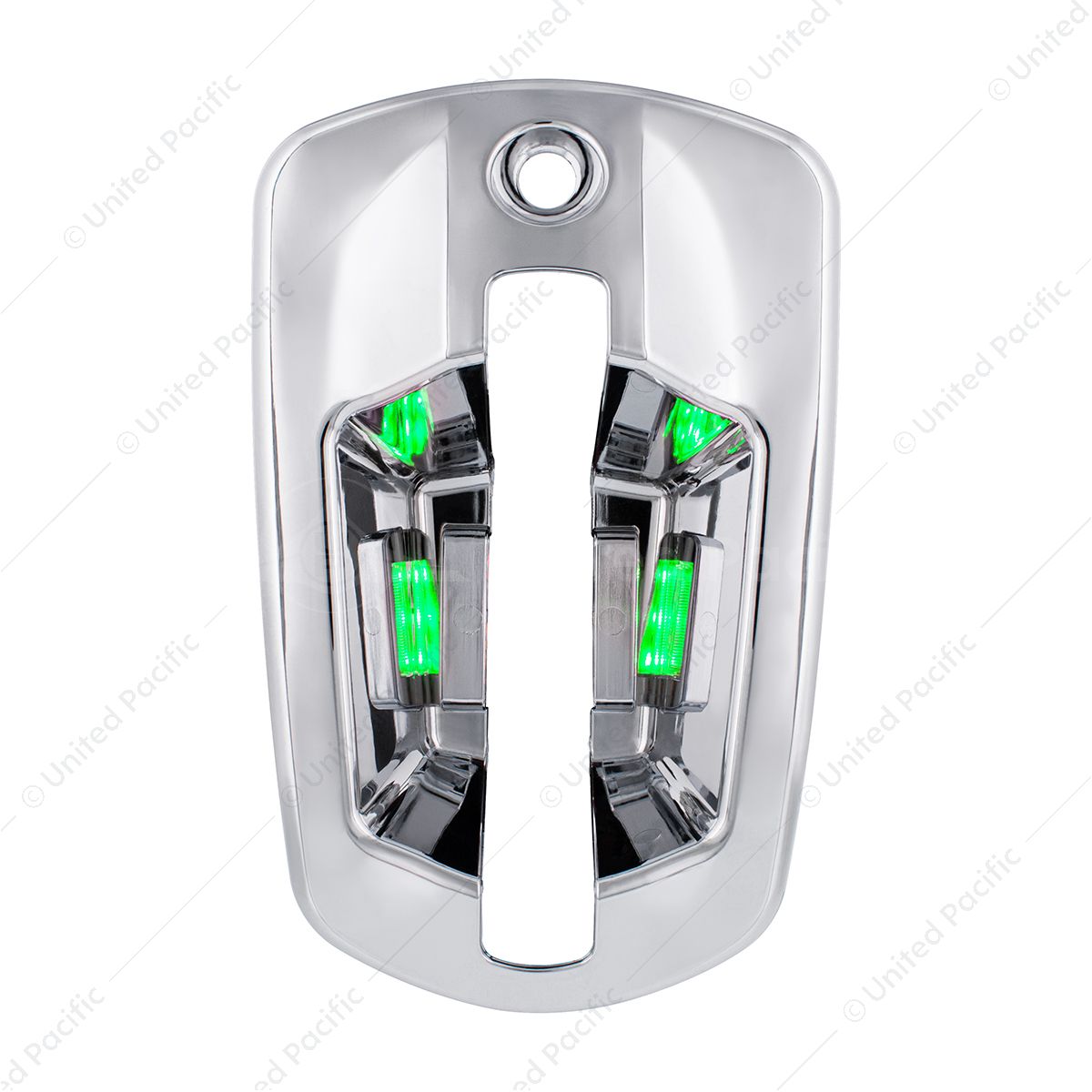 6 LED Chrome Door Handle Cover For 2018-2026 Freightliner Cascadia - Passenger, Green LED