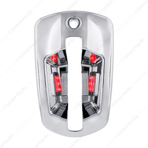 6 LED Chrome Door Handle Cover For 2018-2025 Freightliner Cascadia - Driver, Red LED