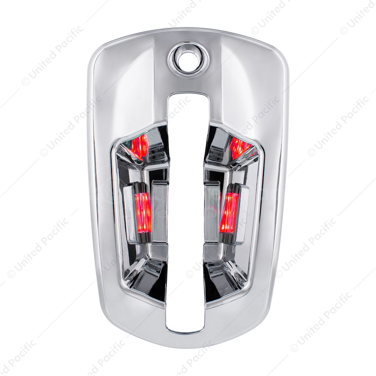 6 LED Chrome Door Handle Cover For 2018-2026 Freightliner Cascadia - Passenger, Red LED