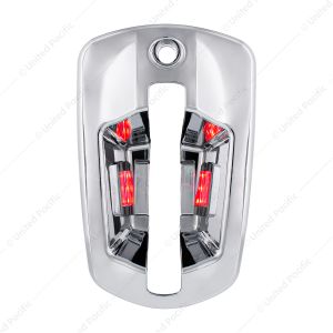 6 LED Chrome Door Handle Cover For 2018-2025 Freightliner Cascadia - Passenger, Red LED
