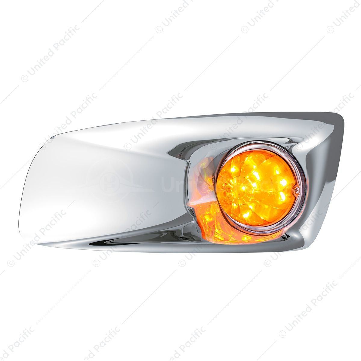 Fog Light Cover With 17 LED Watermelon Light For 2007-17 KW T660 (Driver) - Amber LED/ Amber Lens