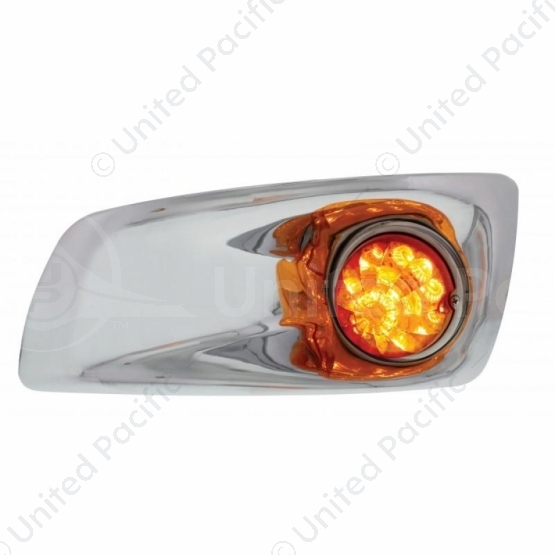 Fog Light Cover With 17 Amber LED Reflector Watermelon Lights For 2007-17 KW T660- Driver -Amber Len