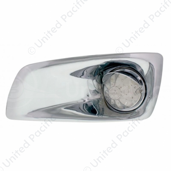 Fog Light Cover With 17 Amber LED Watermelon Light & Visor For 2007-17 KW T660- Driver -Clear Lens