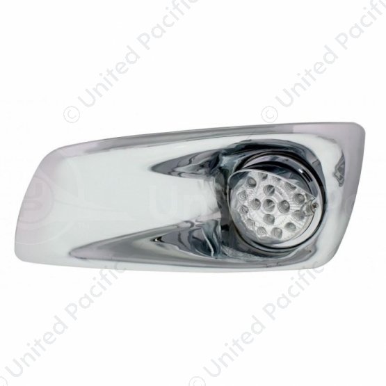 Fog Light Cover With Amber LED Clear Style Reflector Light & Visor For 2007-17 KW T660- Driver -Clea