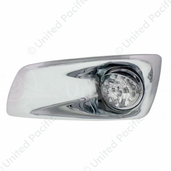 Fog Light Cover With Amber LED Reflector Watermelon Light & Visor For 2007-17 KW T660- Driver -Clear