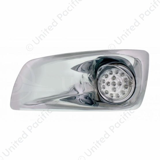 Fog Light Cover With Amber LED Hi/Lo Clear Style Reflector Light & Visor For 2007-17 KW T660- Driver