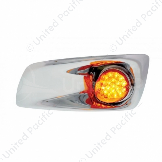 Fog Light Cover With 19 LED Reflector Light For 2007-2017 KW T660 (Driver) - Amber LED/ Amber Lens