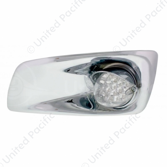 Fog Light Cover With 19 LED Reflector Light & Visor For 2007-17 KW T660 (Driver) - Amber LED/ Clear
