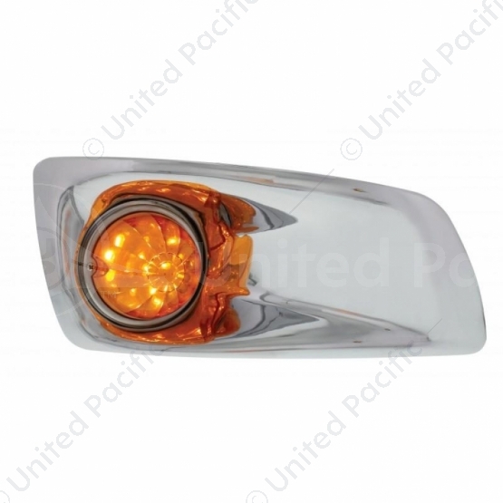 Fog Light Cover With 17 LED Watermelon Light For 2007-17 KW T660- Passenger -Amber LED/ Amber Lens