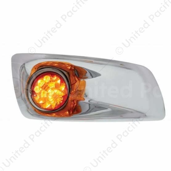 Fog Light Cover With 17 Amber LED Reflector Watermelon Lights For 2007-17 KW T660- Passenger -Amber