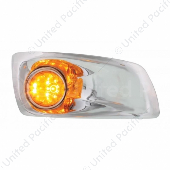 Fog Light Cover With 17 Amber LED Hi/Lo Watermelon Light For 2007-17 KW T660- Passenger -Amber Lens