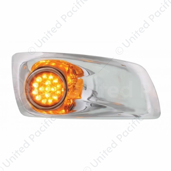 Fog Light Cover With 17 Amber LED Hi/Lo Clear Style Reflector Light For 2007-17 KW T660- Passenger -