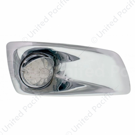 Fog Light Cover With Amber LED Watermelon Light & Visor For 2007-17 KW T660- Passenger -Clear Lens