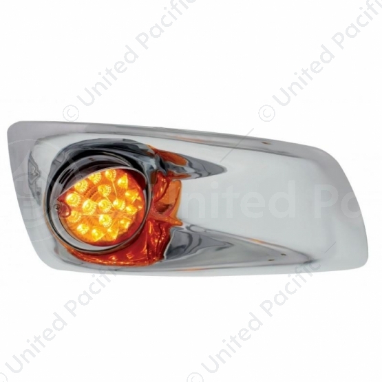 Fog Light Cover With 17 Amber LED Clear Style Reflector Light & Visor For 2007-17 KW T660- Passenger