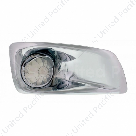 Fog Light Cover With 17 Amber LED Hi/Lo Watermelon Light & Visor For 2007-17 KW T660- Passenger -Cle