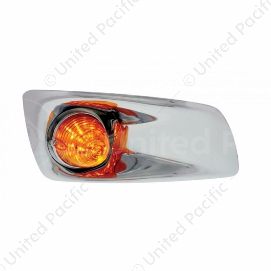 Fog Light Cover With 19 LED Beehive Light For 2007-2017 KW T660 (Passenger) - Amber LED/ Amber Lens